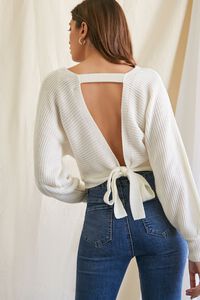CREAM Ribbed Knit Tie-Back Sweater, image 3