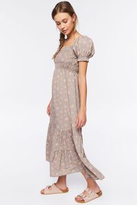 TAUPE/MULTI Floral Puff-Sleeve Dress, image 2