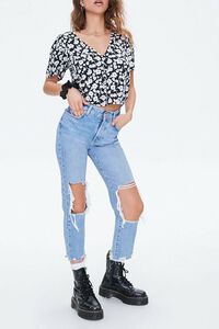 BLACK/IVORY Floral Button-Up Top, image 4