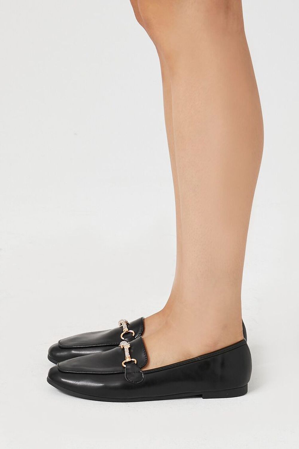 Faux Leather Rhinestone Loafers