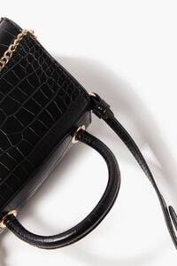 BLACK Faux Croc Leather Crossbody Bag, image 5