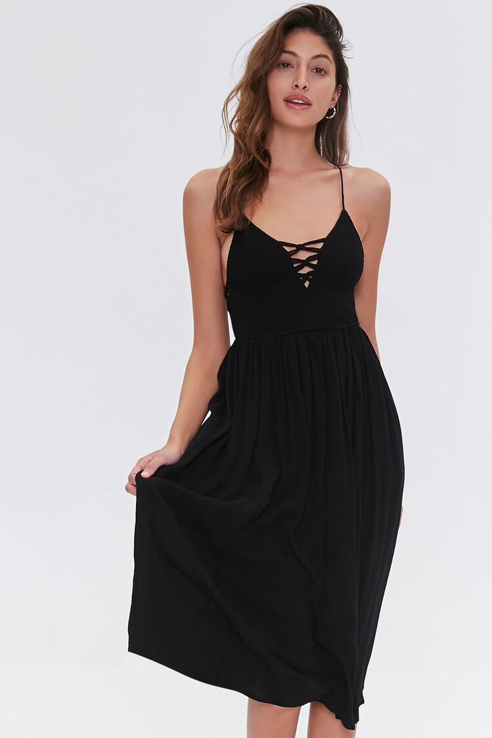 BLACK Lattice Cami Dress, image 1