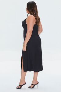 BLACK Plus Size Satin Cowl Slip Dress, image 2