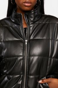 Faux Leather Quilted Zip-Up Jacket, image 5