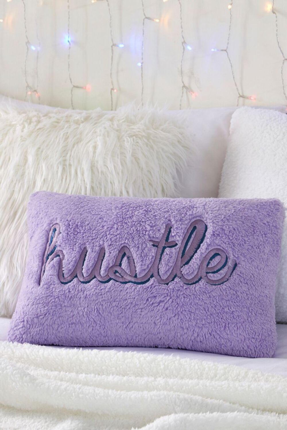 LAVENDER/MULTI Embroidered Hustle Graphic Pillow, image 1