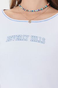 WHITE/BLUE Beverly Hills Graphic Ribbed Tee, image 5