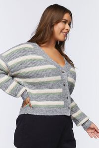 HEATHER GREY/MULTI Plus Size Striped Cardigan Sweater, image 2