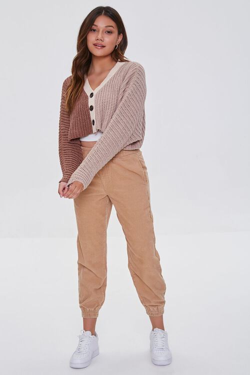 CAMEL/BEIGE Colorblock Cardigan Sweater, image 4