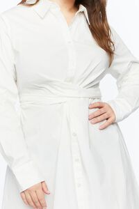 WHITE Plus Size Poplin Tie-Waist Shirt Dress, image 5