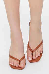 TAN Faux Leather Thong Heels, image 4
