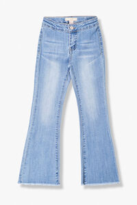 MEDIUM DENIM Girls Patch-Pocket Flare Jeans (Kids), image 1