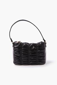 BLACK Ruched Faux Leather Crossbody Bag, image 5