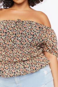 BLACK/MULTI Plus Size Floral Puff-Sleeve Top, image 5