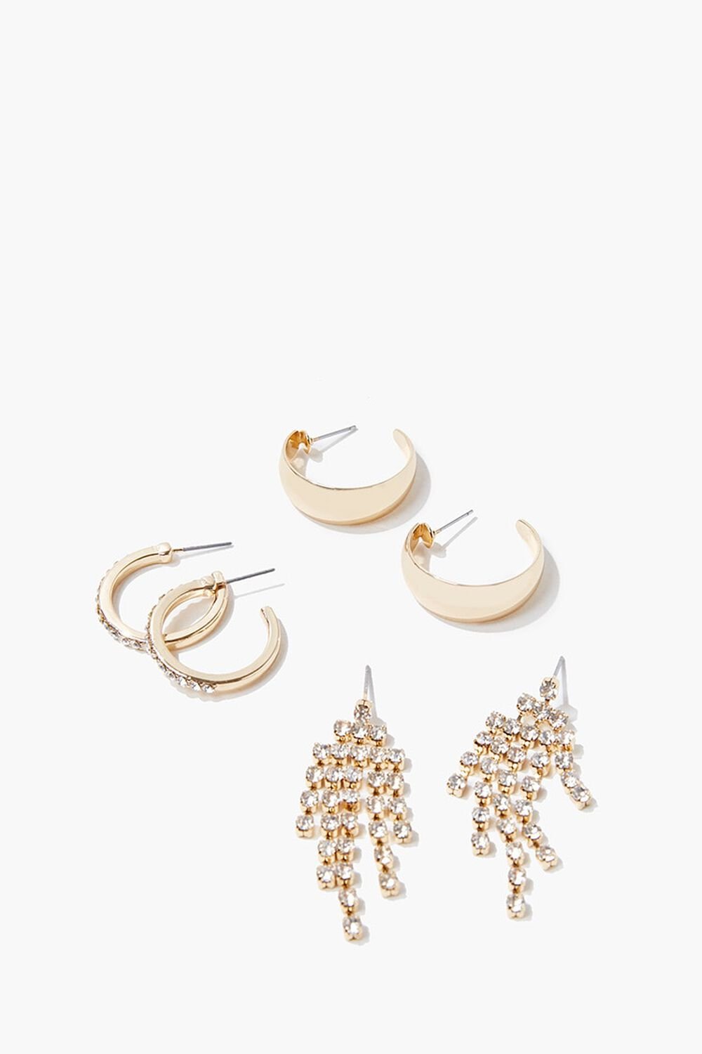 GOLD/CLEAR Rhinestone Earring Set, image 1