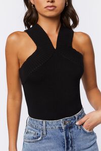 BLACK Sweater-Knit Sleeveless Bodysuit, image 5
