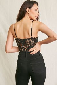 BLACK Sheer Floral Lace Bodysuit, image 3