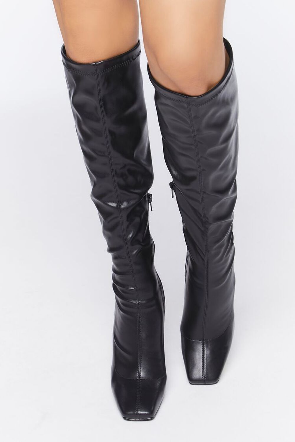 Faux Leather Knee-High Stiletto Boots