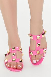 FUCHSIA Studded Caged Jelly Sandals, image 4