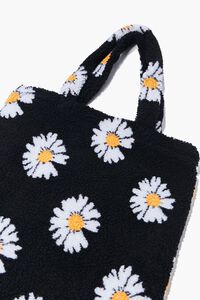 BLACK/MULTI Daisy Floral Faux Shearling Tote Bag, image 2
