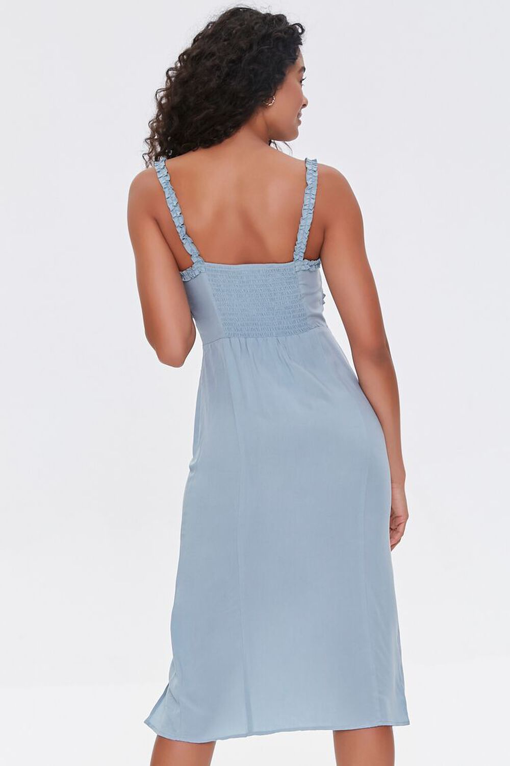 DUSTY BLUE Sweetheart Ruffle-Trim Dress, image 3