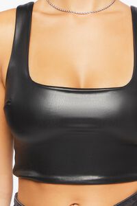 Faux Leather Cropped Tank Top, image 5
