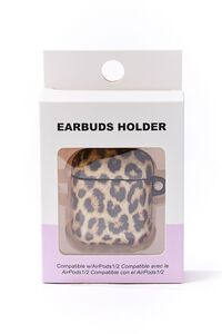 BLACK/MULTI Leopard Print Wireless Earbuds Case, image 1