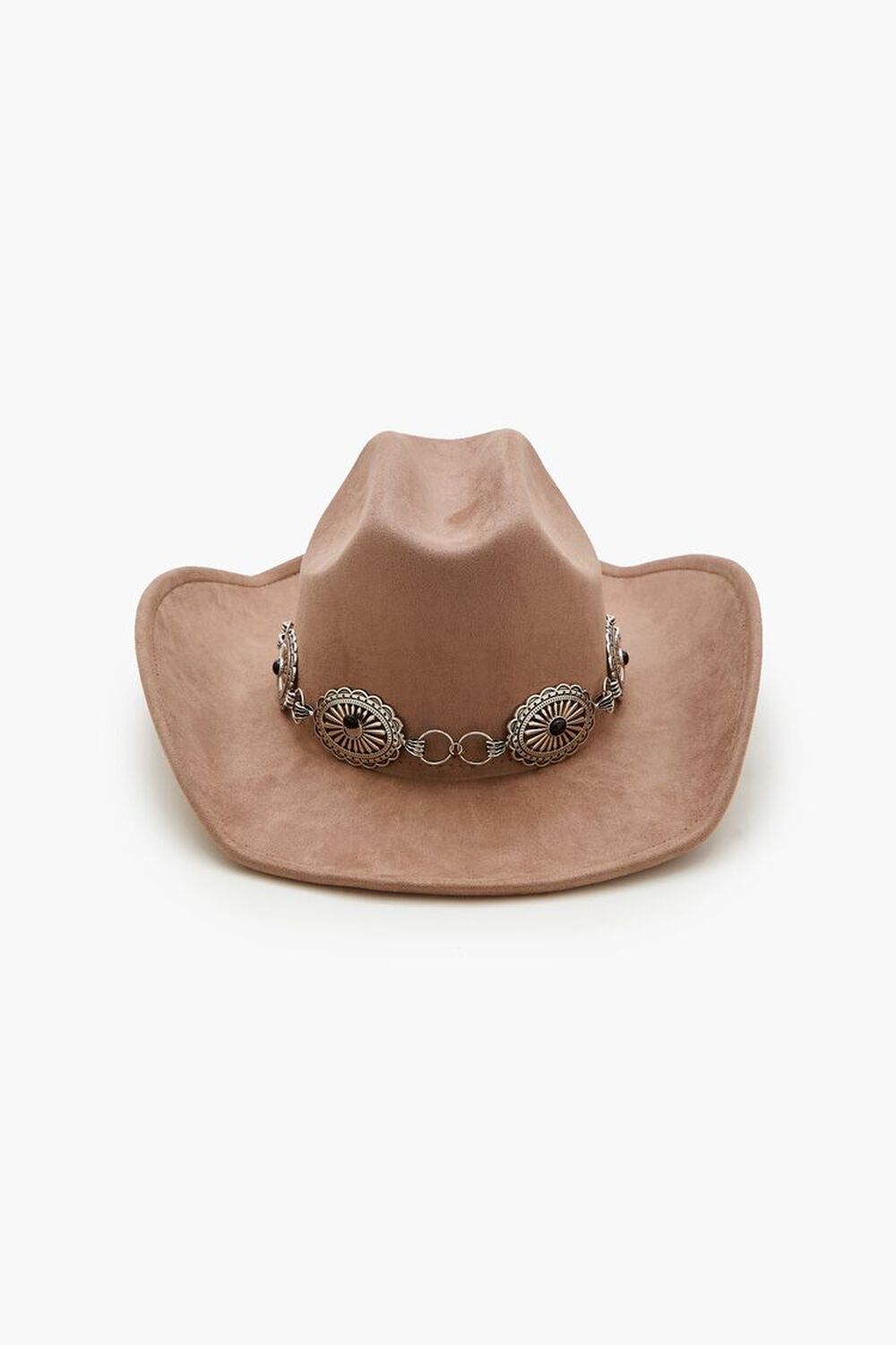 TAUPE/SILVER Faux Stone Chain Cowboy Hat, image 1