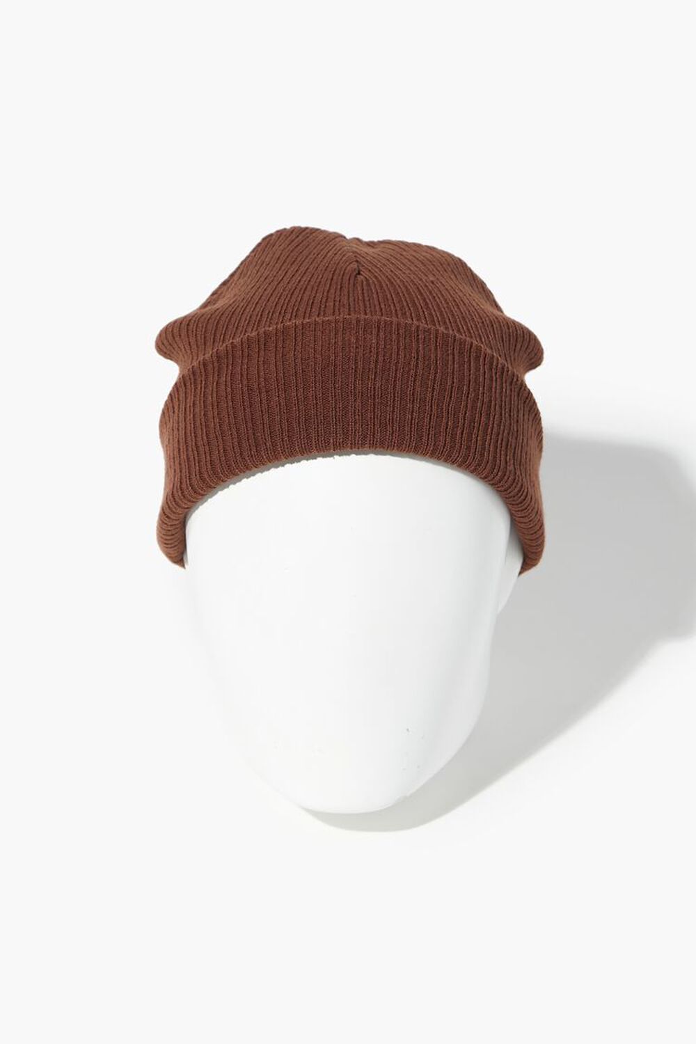 BROWN Ribbed Knit Beanie, image 1