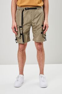 OLIVE Belted Release-Buckle Utility Shorts, image 2