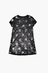 BLACK/SILVER Girls Star Sequin T-Shirt Dress (Kids), image 3