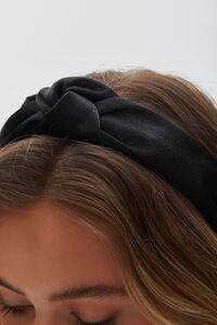 BLACK Knotted Satin Headband, image 3