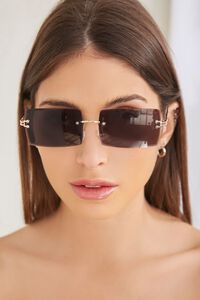 GOLD/BLACK Rimless Rectangular Sunglasses, image 1