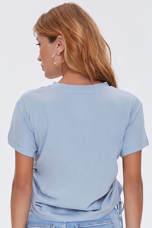 DUSTY BLUE Ruched Drawstring Tee, image 3