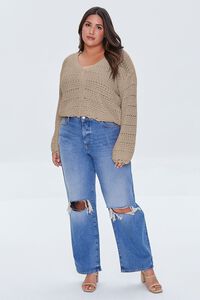 ASH BROWN Plus Size Open-Knit Cardigan Sweater, image 4
