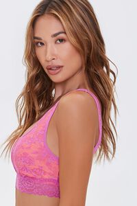 MAGENTA/NEON CORAL Floral Lace Scalloped Bralette, image 2