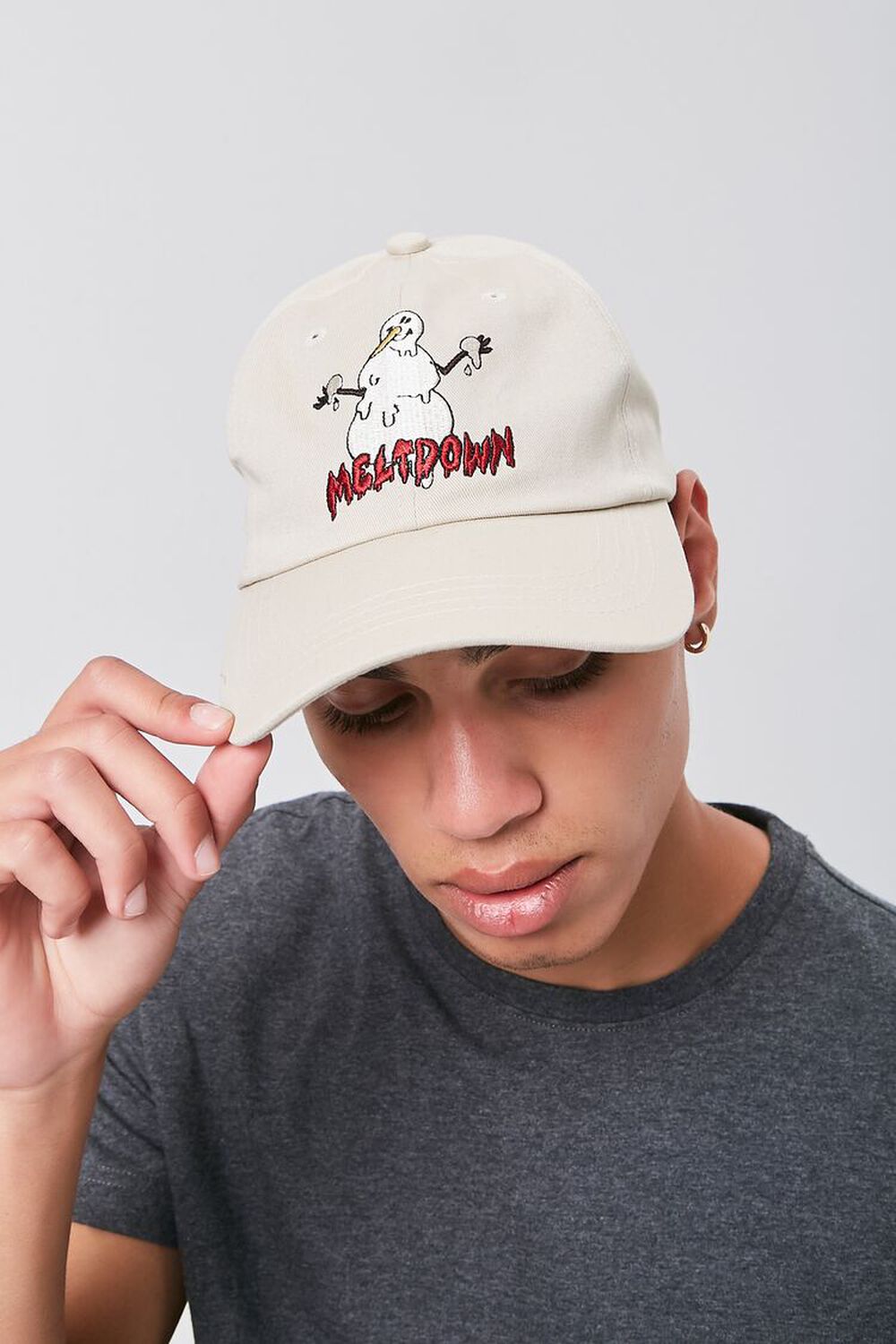 TAUPE/MULTI Embroidered Snowman Graphic Cap, image 1