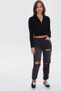 BLACK Ribbed Half-Zip Sweater, image 4