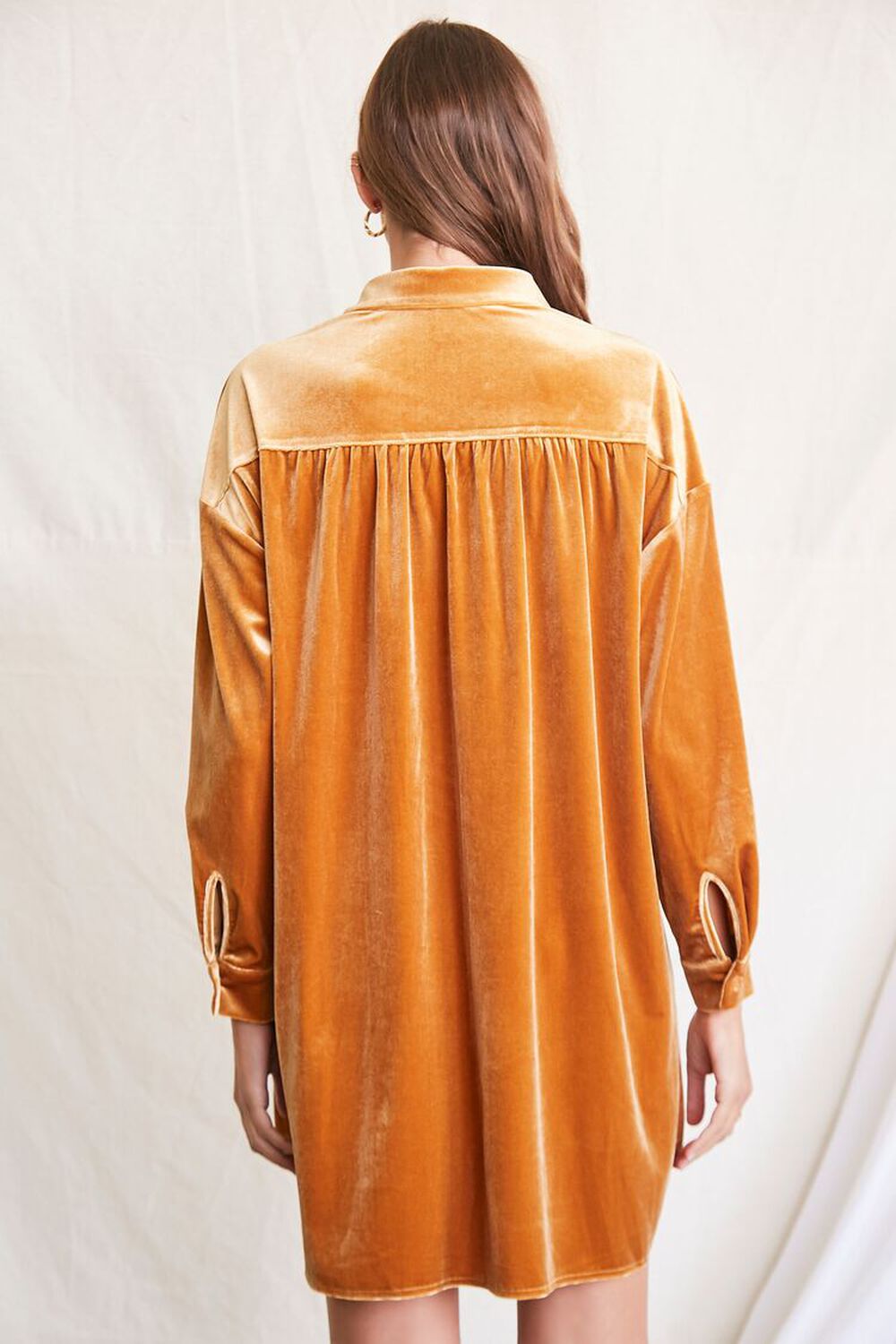 CAMEL Velour Mini Shirt Dress, image 3
