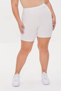 WHITE Plus Size Basic Organically Grown Cotton Biker Shorts, image 2