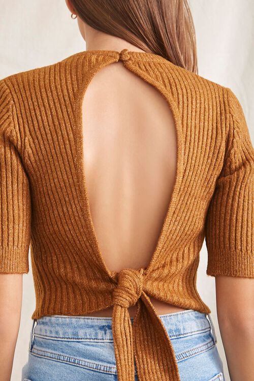 BROWN Cutout Sweater-Knit Top, image 5