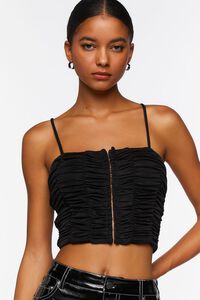 Ruched Hook-and-Eye Cropped Cami, image 2