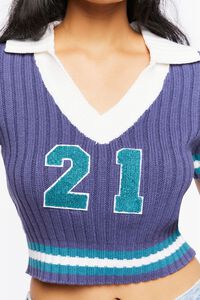 Varsity-Striped Cropped Sweater, image 5