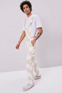 TAUPE/WHITE Checkered Canvas Overalls, image 5