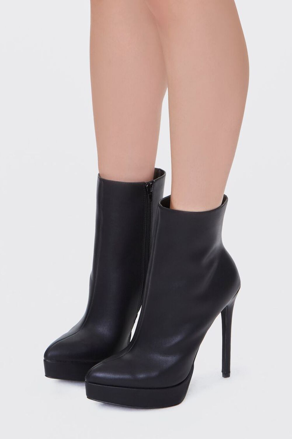 BLACK Faux Leather Stiletto Booties, image 1