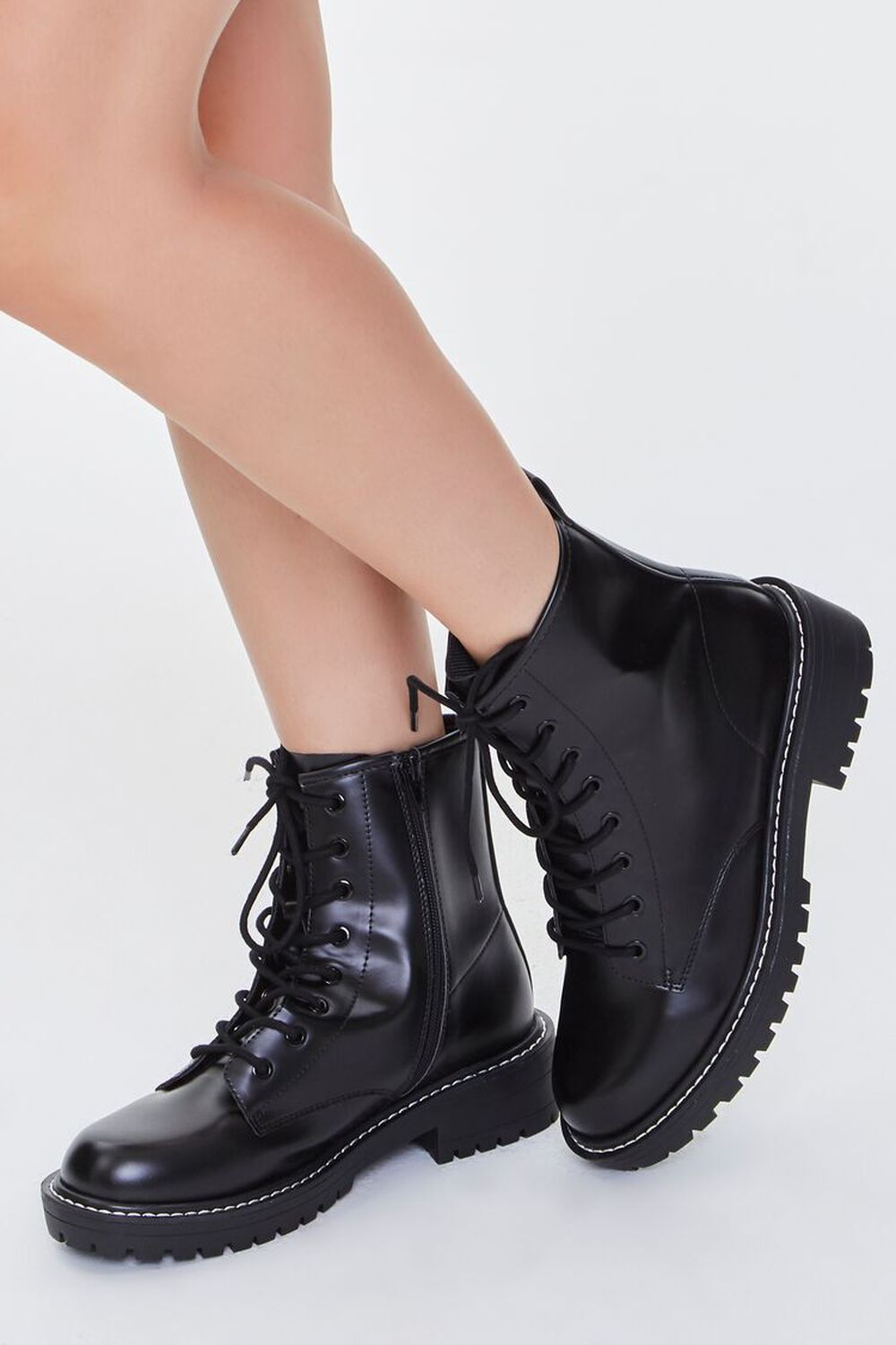 BLACK Faux Leather Ankle Boots (Wide), image 1