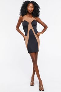 BLACK/NUDE Mesh Panel Mini Dress, image 4