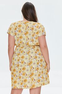 YELLOW/MULTI Plus Size Floral Print Wrap Mini Dress, image 3