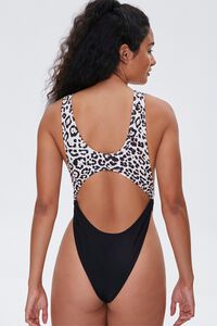 TAN/BLACK Leopard Print Cutout Monokini Swimsuit, image 4