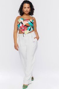 WHITE Plus Size Belted Wide-Leg Pants, image 1