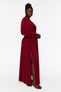 BURGUNDY Plus Size M-Slit Maxi Dress, image 2